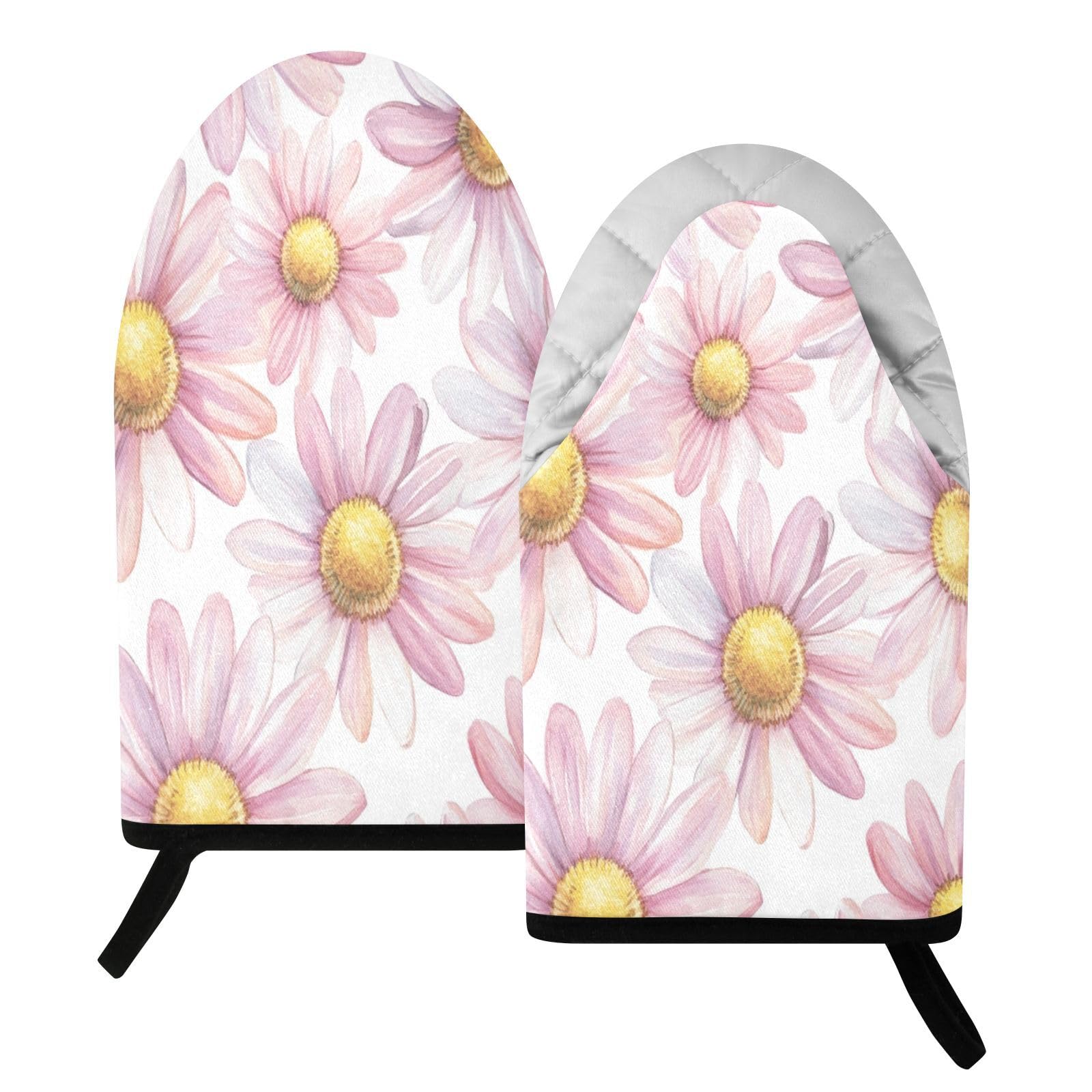 BURSTDDY Daisy Oven Mitt,Heat Resistant Kitchen Mitts for Cooking
