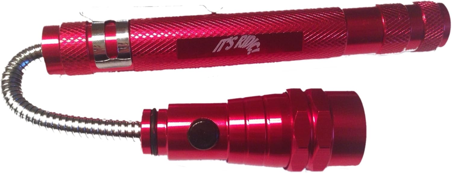 IT'S RIDIC! RED Extendable | Extendible Magnetic LED Flashlight Pickup Tool 3LED