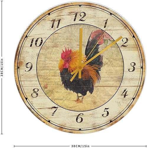 Miniatura 10 de Relojes de pared silenciosos de 12 pulgadas, funciona con pilas, decoración de pared de animales de gallo de granja para habitación de los niños,