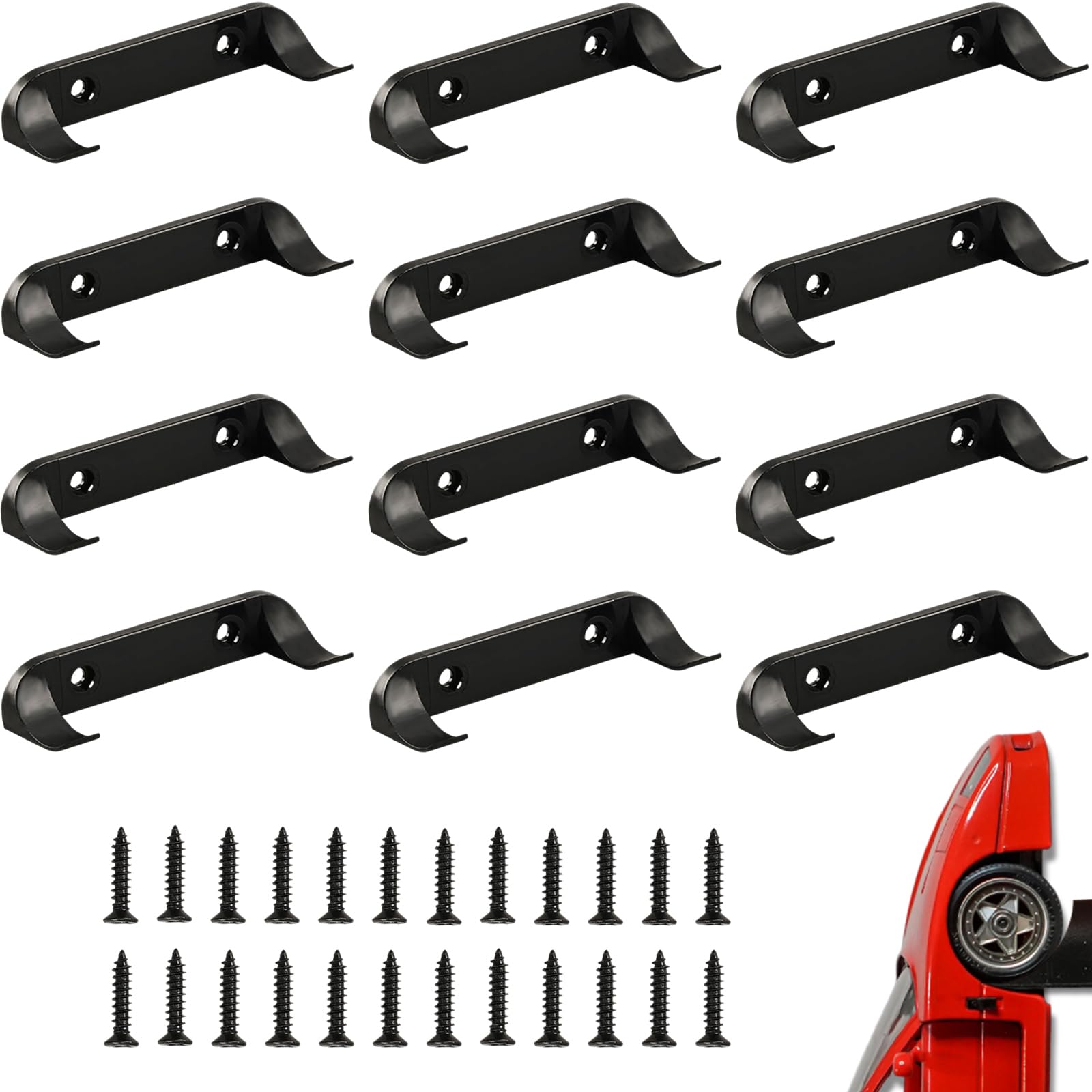 12 Pack Wall Mount Compatible with Lego Car Speed Champions F1 Display Shelves Bracket Hooks for Brick Cars
