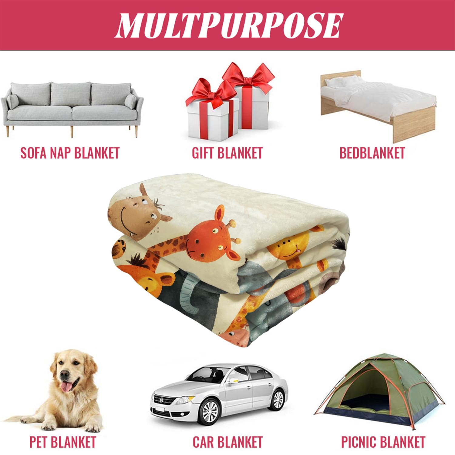 YISUMEI Kuscheldecke Fleece Decke 135 x 200 cm Baby Tiere