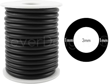 CleverDelights Black Hollow Rubber Tubing - 10 Feet - 5mm Diameter Cord Tube - 3/16" OD x 1/8" ID