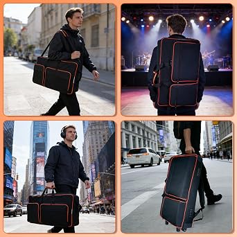 LIWSHWZ DJ Controller Case with Wheels for DDJ XDJ-RR/RX/FLX10/1000/FLX4/GRV6/REV1/REV5/REV7,Rolling Waterproof DJ Backpack with 2 Accessory Pocket,15.6 Laptops Compartment,Thickened Pearl Cotton