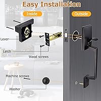 Vista 6 de Juego de manijas de puerta delantera de bronce Azdele, juego de manijas de puerta de entrada de bronce aceitado con palanca de puerta reversible