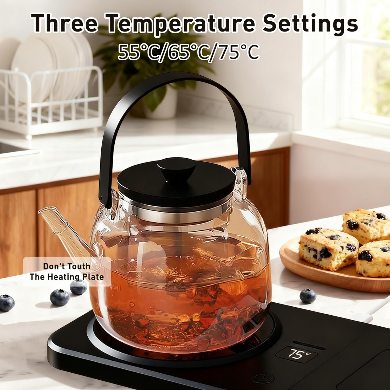 Wireless Coffee Mug Warmer Smart Cup Warmer for Office Desk,Multifunction Electric Beverage Warmer Plate, Type-C Heating Coaster Drink Warmer (Black)