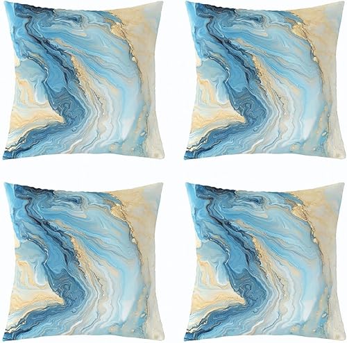 Miniatura 3 de Funda de almohada para niños con estampado de mármol, funda de almohada metálica de doble cara de arte fluido con tinta, decoración del hogar retro