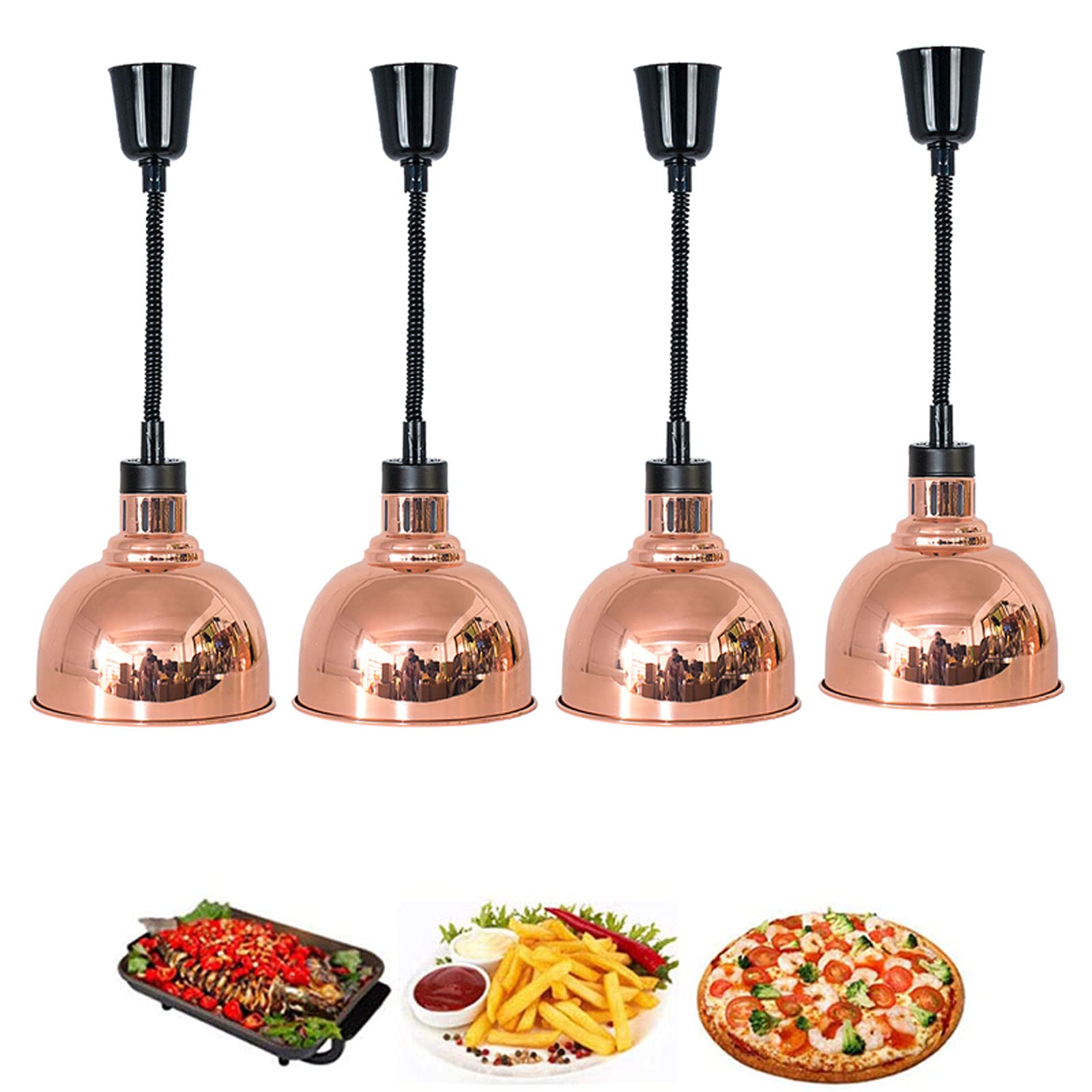 Lampa grzewcza do żywności, podgrzewacz do serwowania żywności w kuchni, lampa grzewcza do pizzy stekowej, aby zapobiec szybkiemu schłodzeniu żywności (25 cm)