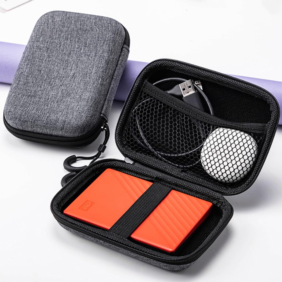 1 pcs Custodia per Hard Disk Esterno 2,5" - Proteggi tuo SDD o HDD con borsa rigida antiurto, per trasportare la tua memoria esterna in modo sicuro e portatile, Adatta per Hard Disk Esterno