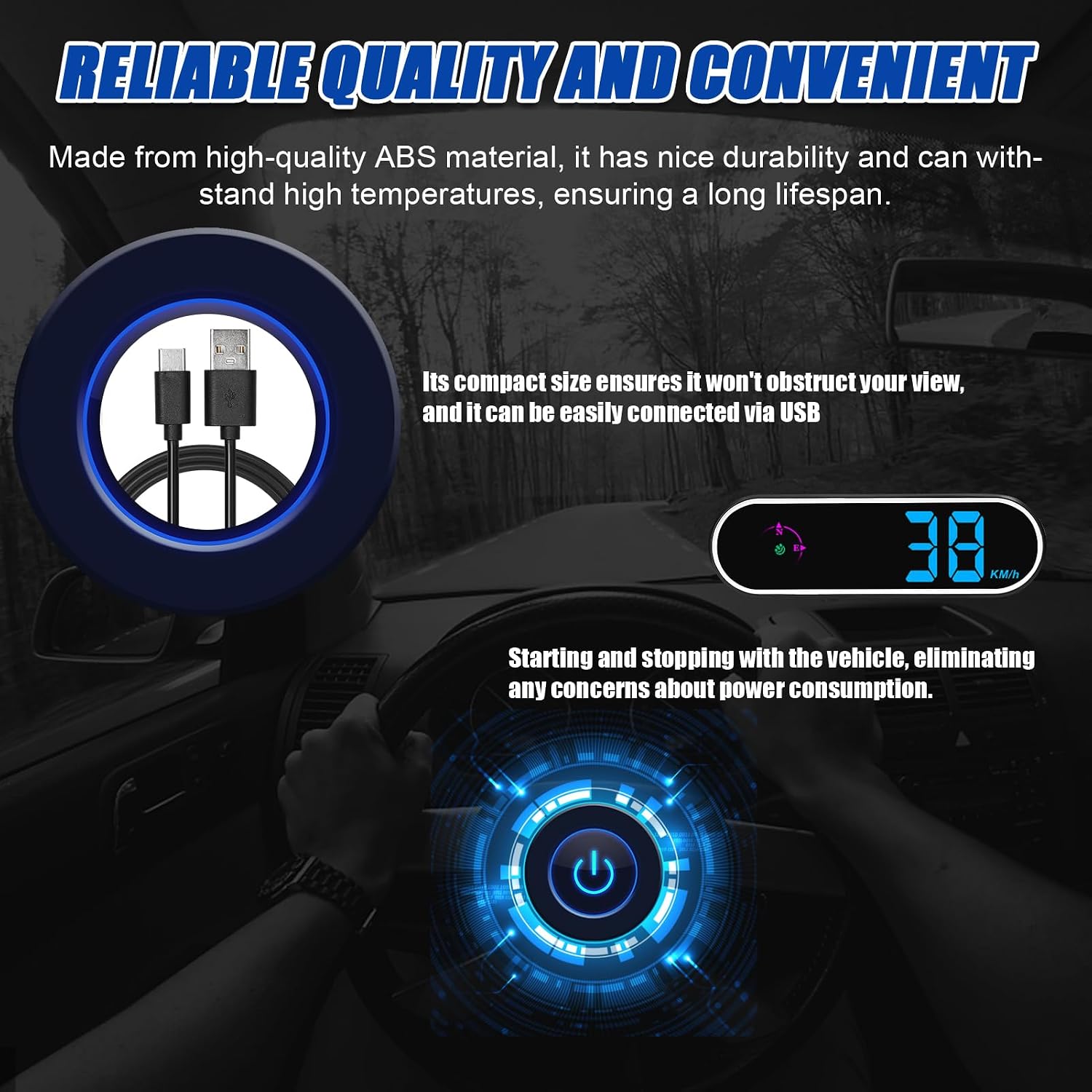 Shkalacar Speedometer HUD GPS Digital Speed Meter MPH/KMH Switchable, Head Up Display with Colorful LED Display Clock & Compass Function Overspeed Alarm for Car Truck SUV RV
