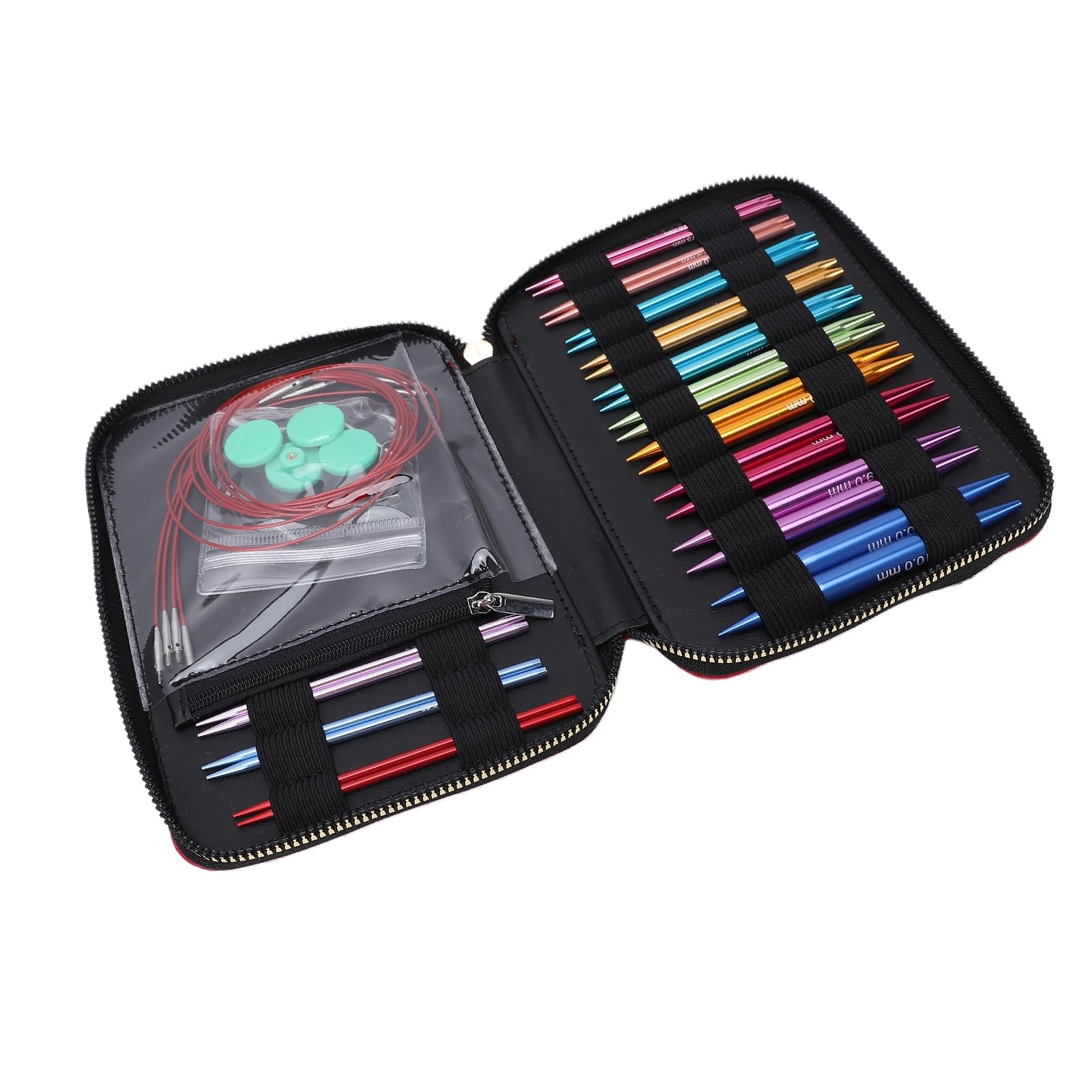banapoy Juego de Agujas de Tejer Circulares Intercambiables, 13 Pares de Agujas y Cables de Tejer de Aluminio de Colores con Conexión Roscada Segura, Herramientas de Circulares para Manualidades