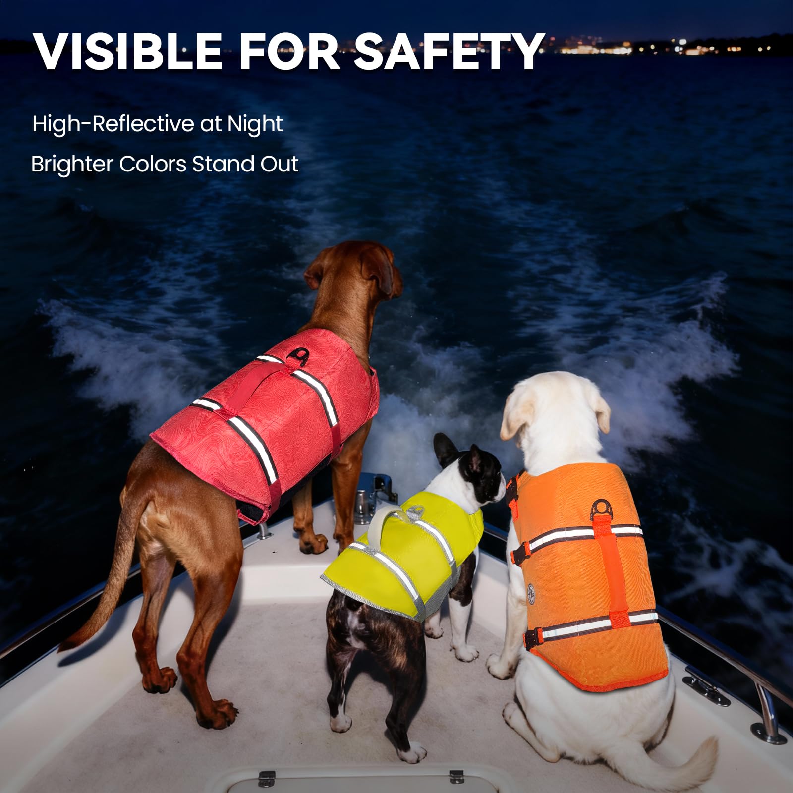 VIVAGLORY Rip Stop Gilet de Sauvetage pour Chien, Veste Flottante, Aide Natation Flottabilité, Sécurité Bateau, L, Rouge
