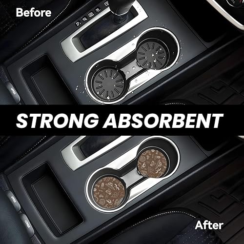 Miniatura 3 de Posavasos de automóvil para portavasos de automóvil, paquete de 2 unidades, de cerámica absorbente, antideslizante, accesorios universales
