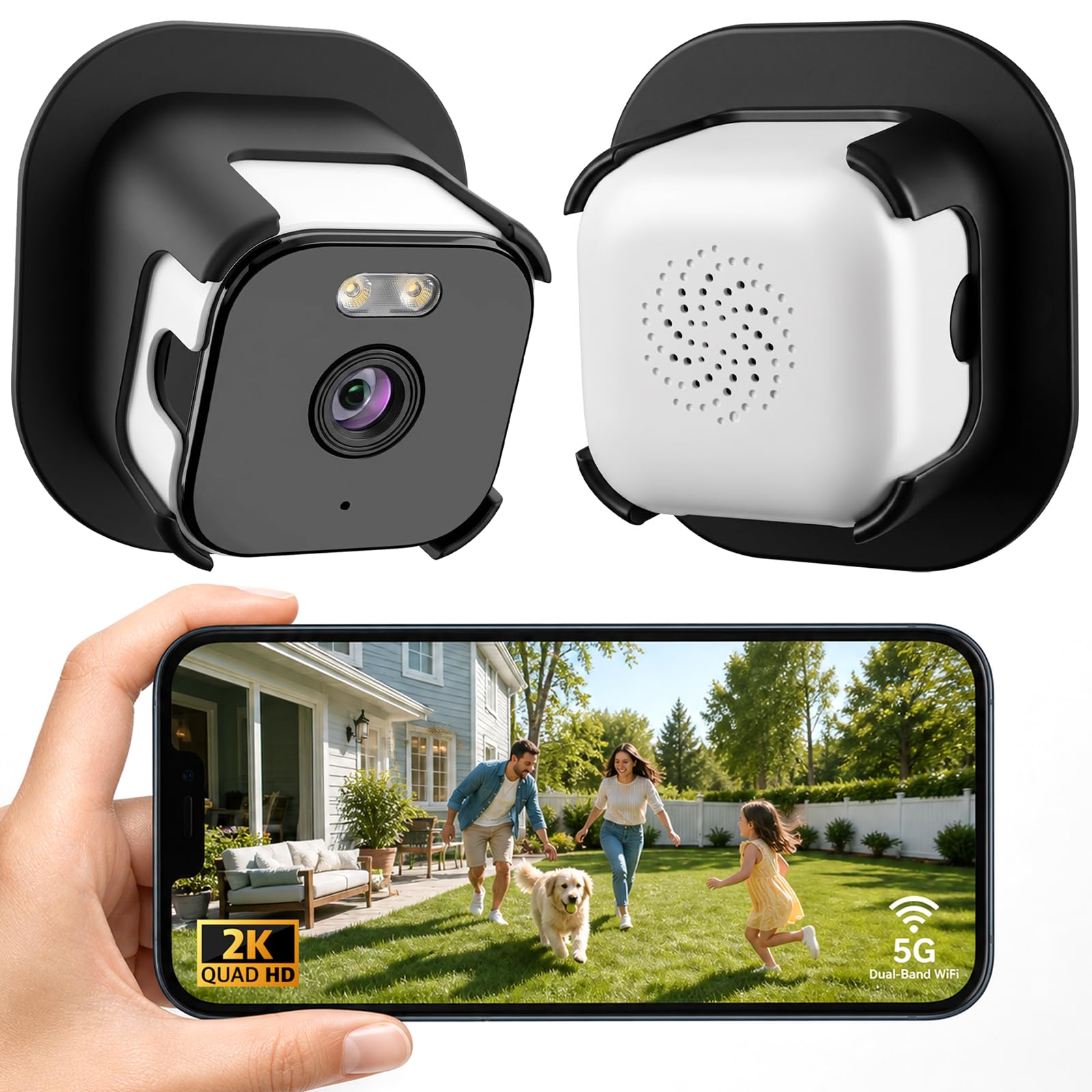 Joueainou Window Security Camera 2K Indoor Cam with 5G Dual WiFi, Night Vision & Two-Way Audio, Motion Alert Home Security Camera for Window, Apartment, Baby & Pet Monitoring