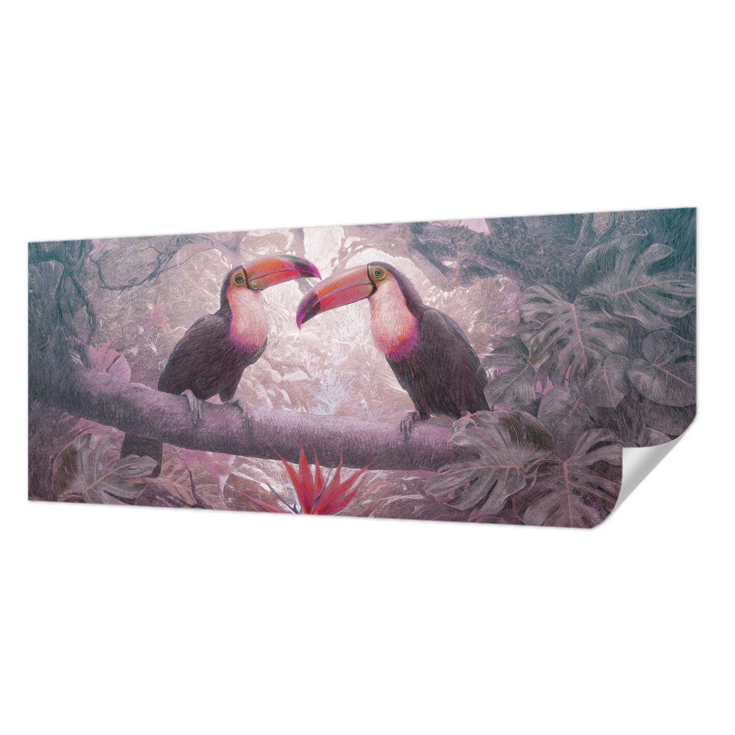 Papier peint adhésif résistant aux taches motif panoramique exotique