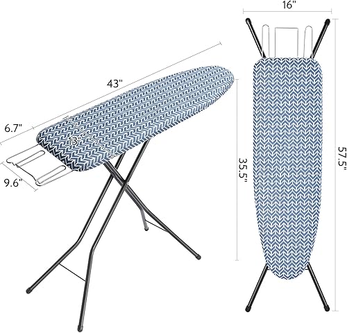 Miniatura 7 de APEXCHASER Tabla de planchar, cubierta extra gruesa resistente al calor, tabla de planchar de tamaño completo con soporte de hierro, altura