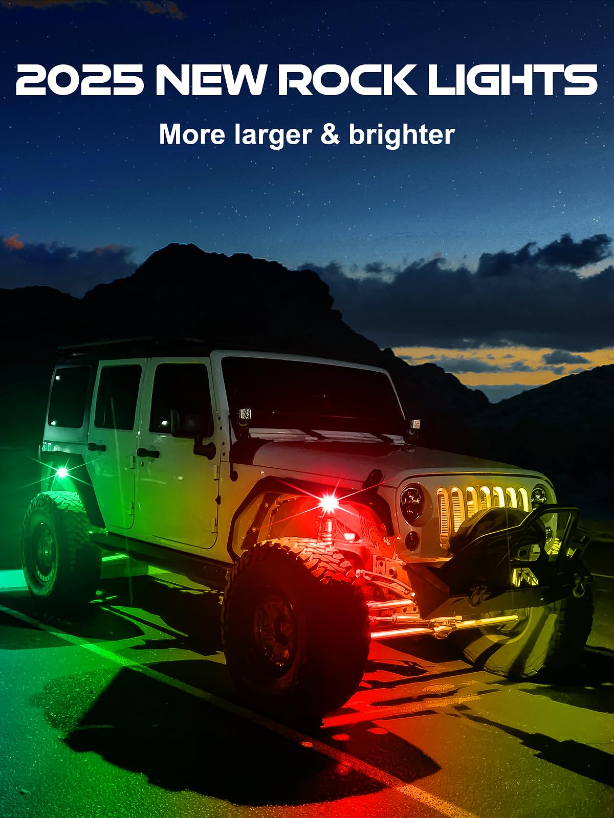 4 Pods Bluetooth RGB LED Rock Lights For Jeep Wrangler Off-Road UTV ATV – Music Sync, App Control