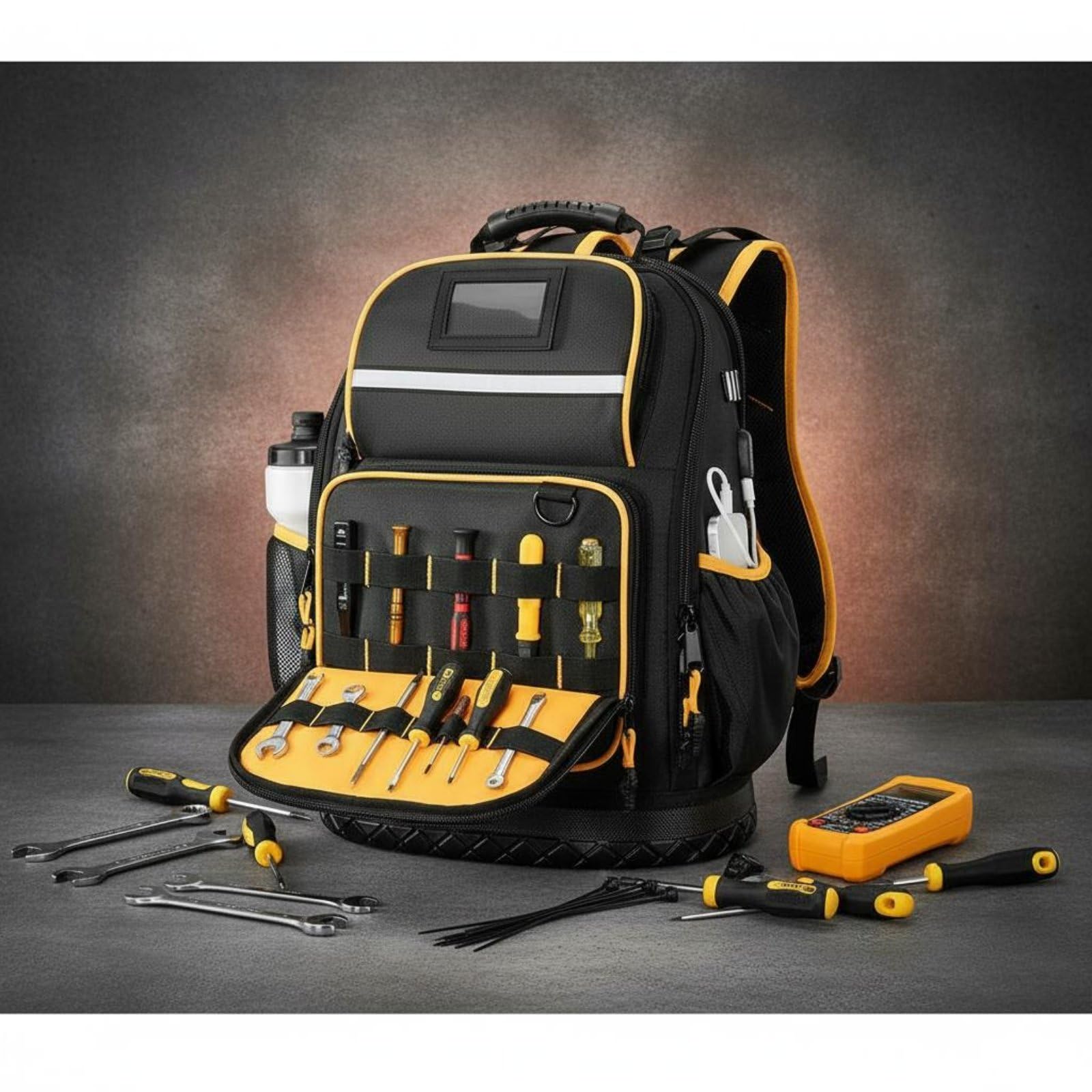 Zaino Porta Attrezzi Professionale Borsa Attrezzi Lavoro Utensili Tecnico con Alloggiamento Imbottito per Laptop 16pollici Interne
