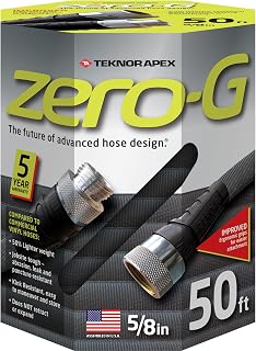 TeknorApex zero-G 4001-50 50 ft Lightweight Kink-Free Garden Hose 5/8-Inch - Ultra Flexible, Durable, Black