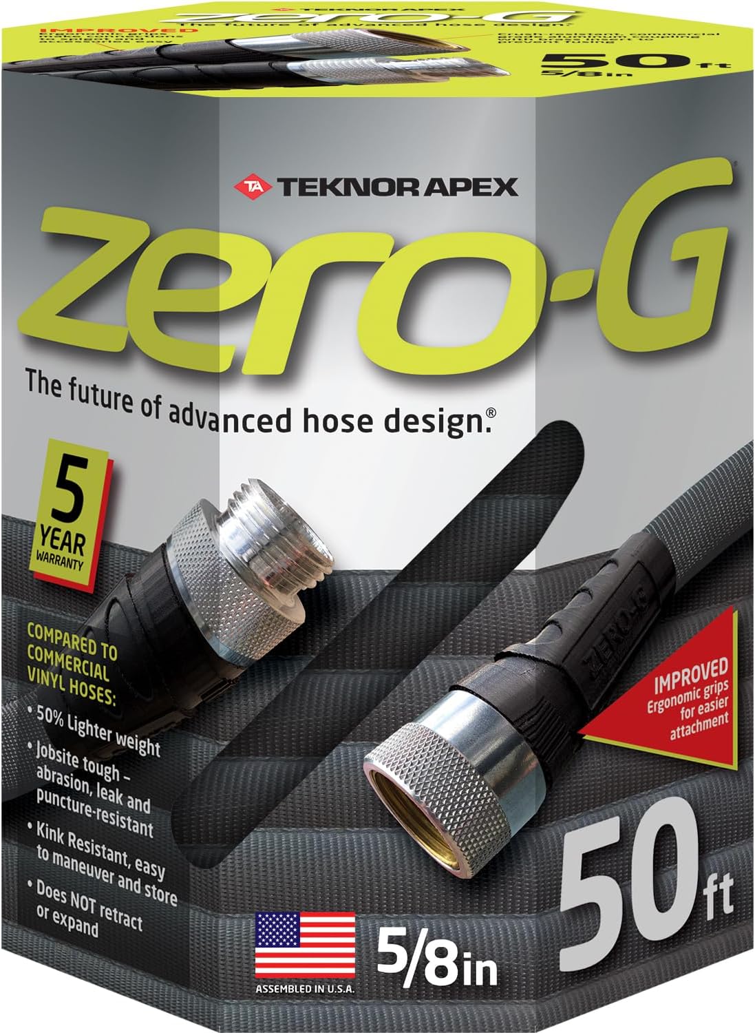 zero-G 4001-50 Lightweight, Ultra Flexible, Durable, Kink-Free Garden Hose, 5/8-Inch by 50-Feet,Black