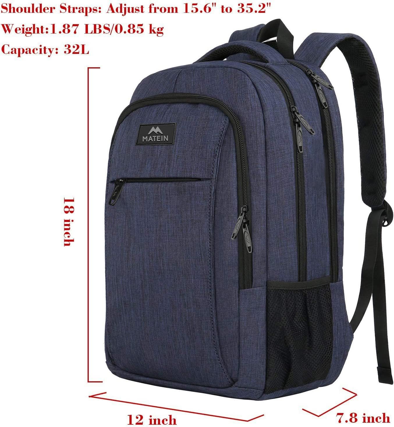 MATEIN Blue Laptop Backpack, Slim Travel Backpack with Laptop Compartment