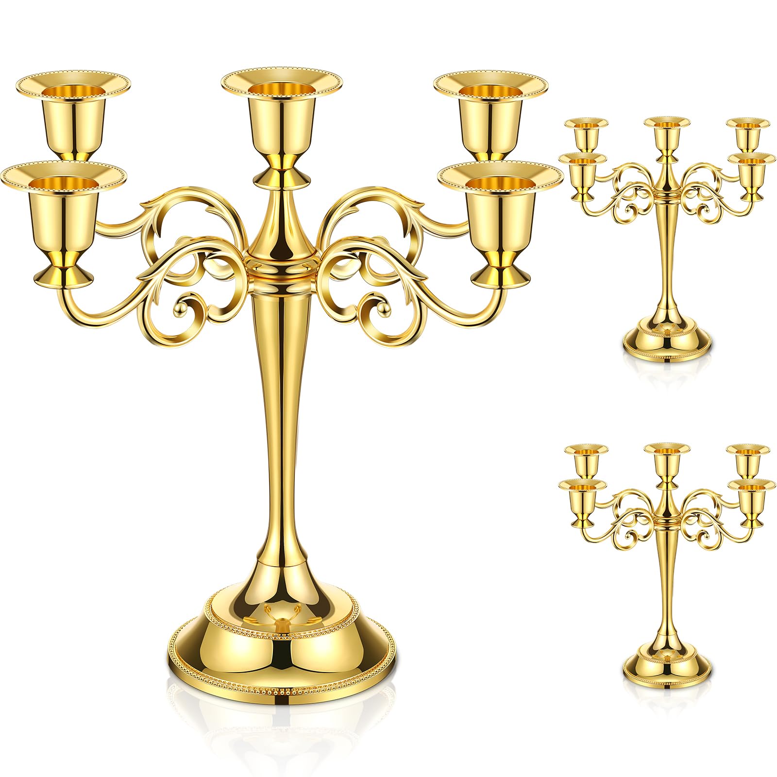 Candélabre gothique en métal doré Dandat lot de 3 chandeliers de table