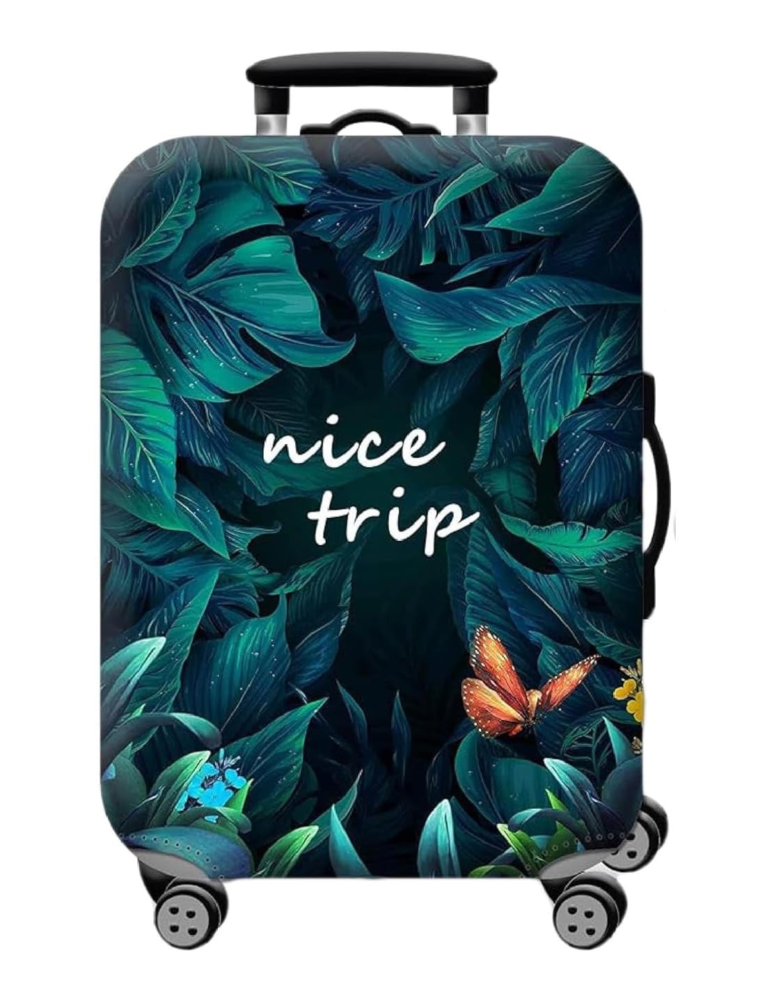 Trolley Printed Cover Luggage Bag Polyester | Trolley Bags | Suitcase | Travel | Protector | Printed | Washable| Anti-Scratch (Green, 18-22 INCH (Small))-image-36