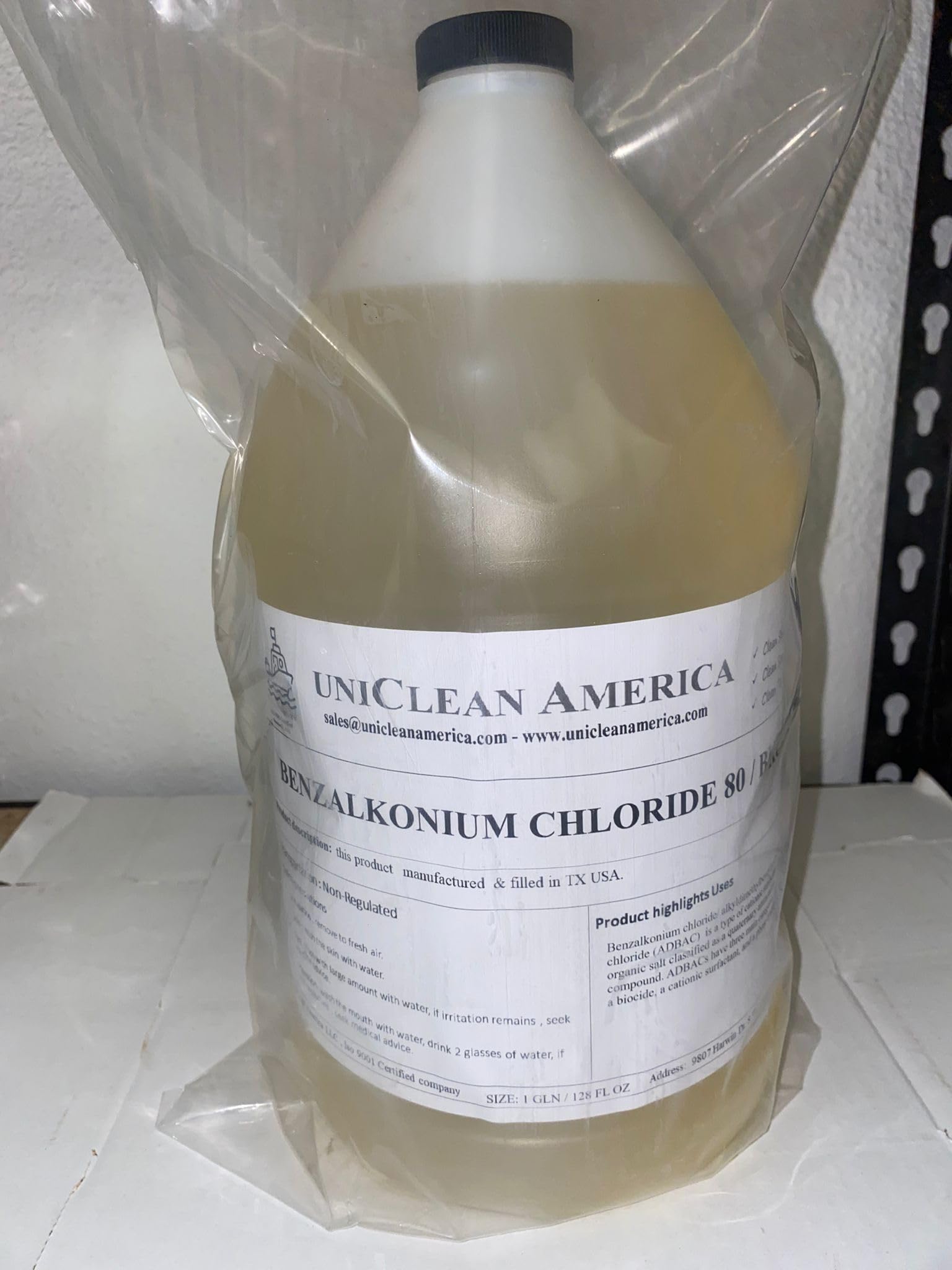 Benzalkonium Chloride - BKC 80% - alkyldimethylbenzylammonium Chloride (ADBAC) - Made in USA - Size: 2 Gallons