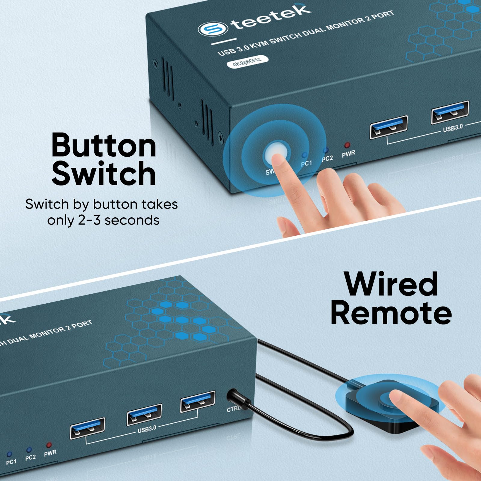 Switch KVM HDMI 2 Computer 2 Monitor - 4K@60Hz, USB 3.0, Per Doppio Setup PC E Laptop - Foto 10