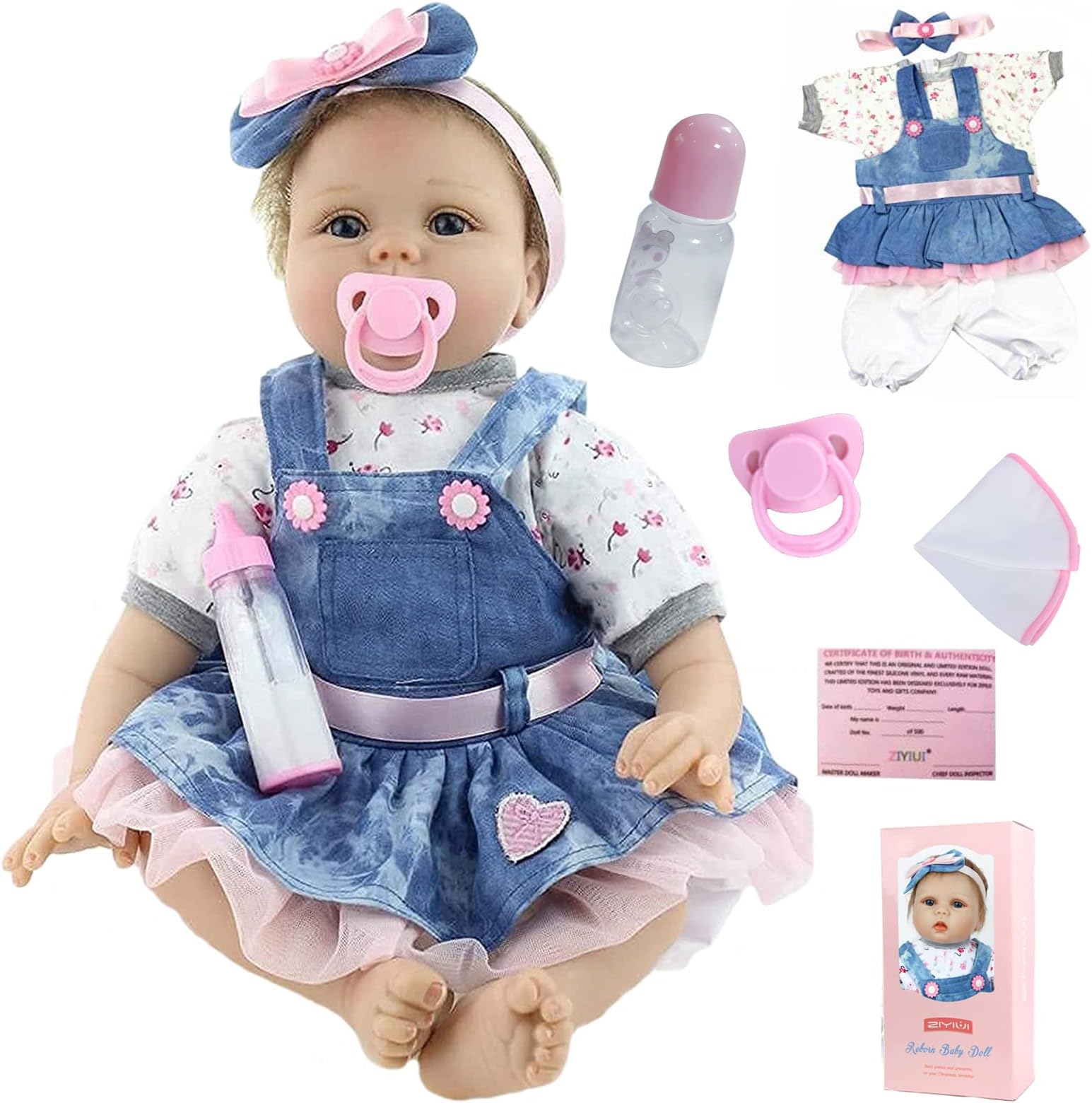 ZIYIUI22 Inch 55cm Reborn Baby Doll Realisitc Soft Silicone Vinyl Reborn Dolls Real Life Dolls Toys Present