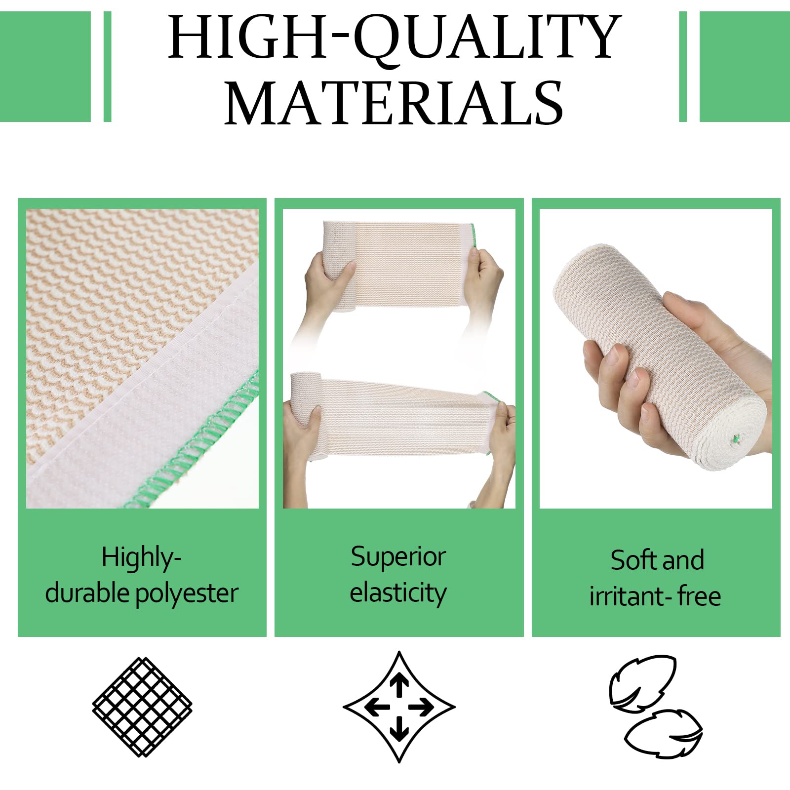 Minatee 6 Pack Elastic Bandage Wrap 6 Inch Wide Compression Elastic Bandage Wrap with Hook and Loop Fasteners at Both Ends Support and First Aid for Sports Sprained Medical and Injury Recovery — Amazon image 3