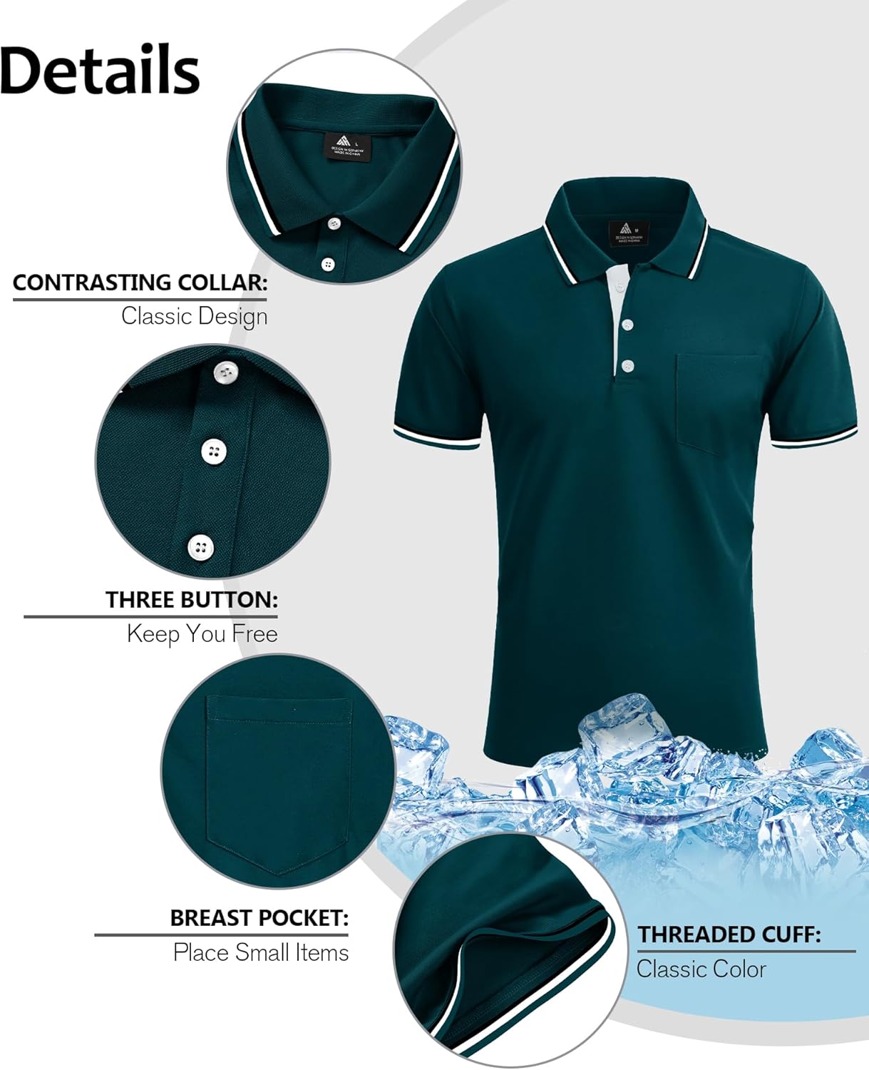 ZITY 5 Pack Men Polo Shirts Short Sleeve with Pocket Wicking Golf Shirts for Men Casual Collared T-Shirts