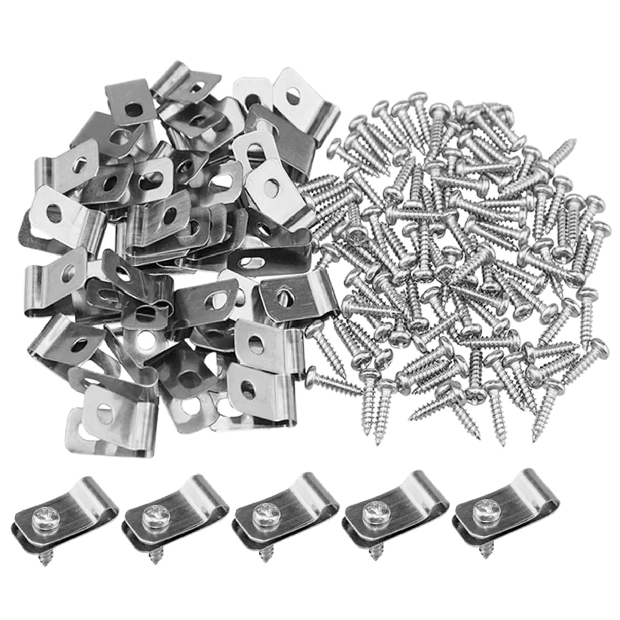 Alipis 100pcs Aluminum Wire Fence Clips with Screws for Cattle Panels and Easy to Install Fence Clamps for Farm and Garden Use