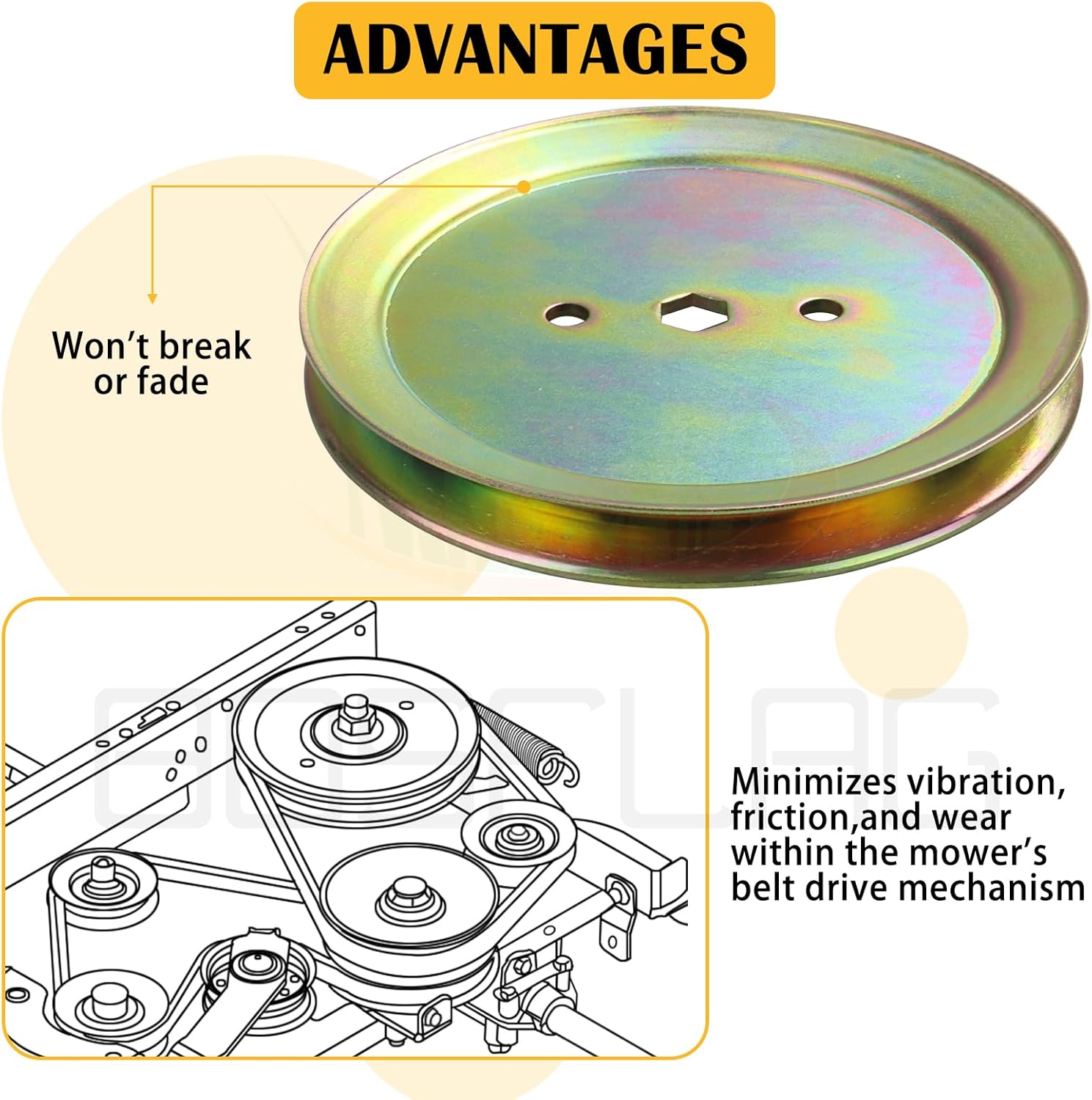3 Pack GX20367 John Deere Pulley Replaces John Deere GX20367 Pulley GX20367 Spindle Pulley, UC23728 for John Deere D110 Parts, John Deere L110 Parts, D105, D110, D130, LA110, LA115 Tractors