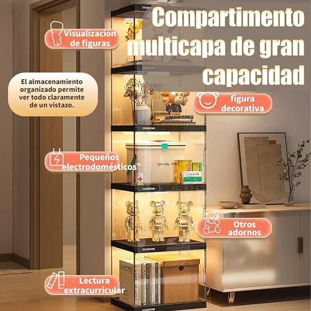 Foto 4 de 8 de Hggdsac Vitrina Expositora, Vitrina con Puerta de Vidrio acrílico, Organizador de Juguetes coleccionables