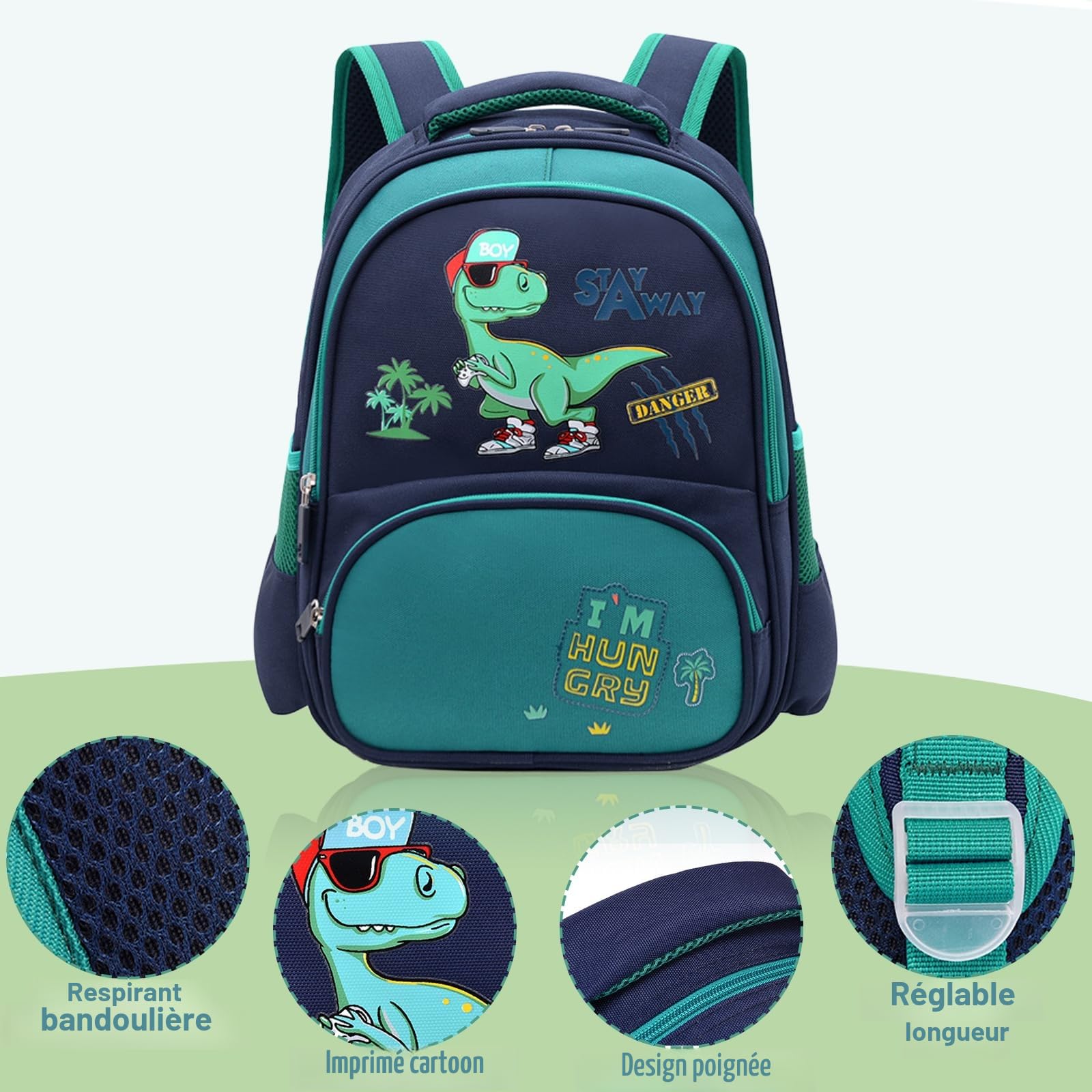 Sac à dos pour maternelle, Enfants Sac À Dos avec Laisse De Sécurité, Enfants Enfant Dinosaure Sac pour Garçons Filles, maternelle École Bookbag Sac à Dos Enfant pour à L’ école Maternelle