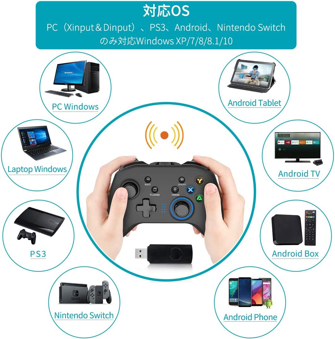 Xbox360ワイヤレスコントローラー 2 4g高性能無線ゲームパット Microsoft Xbox360 Slim 本体 調整可能振動機能 てなグッズや 調整可能振動機能