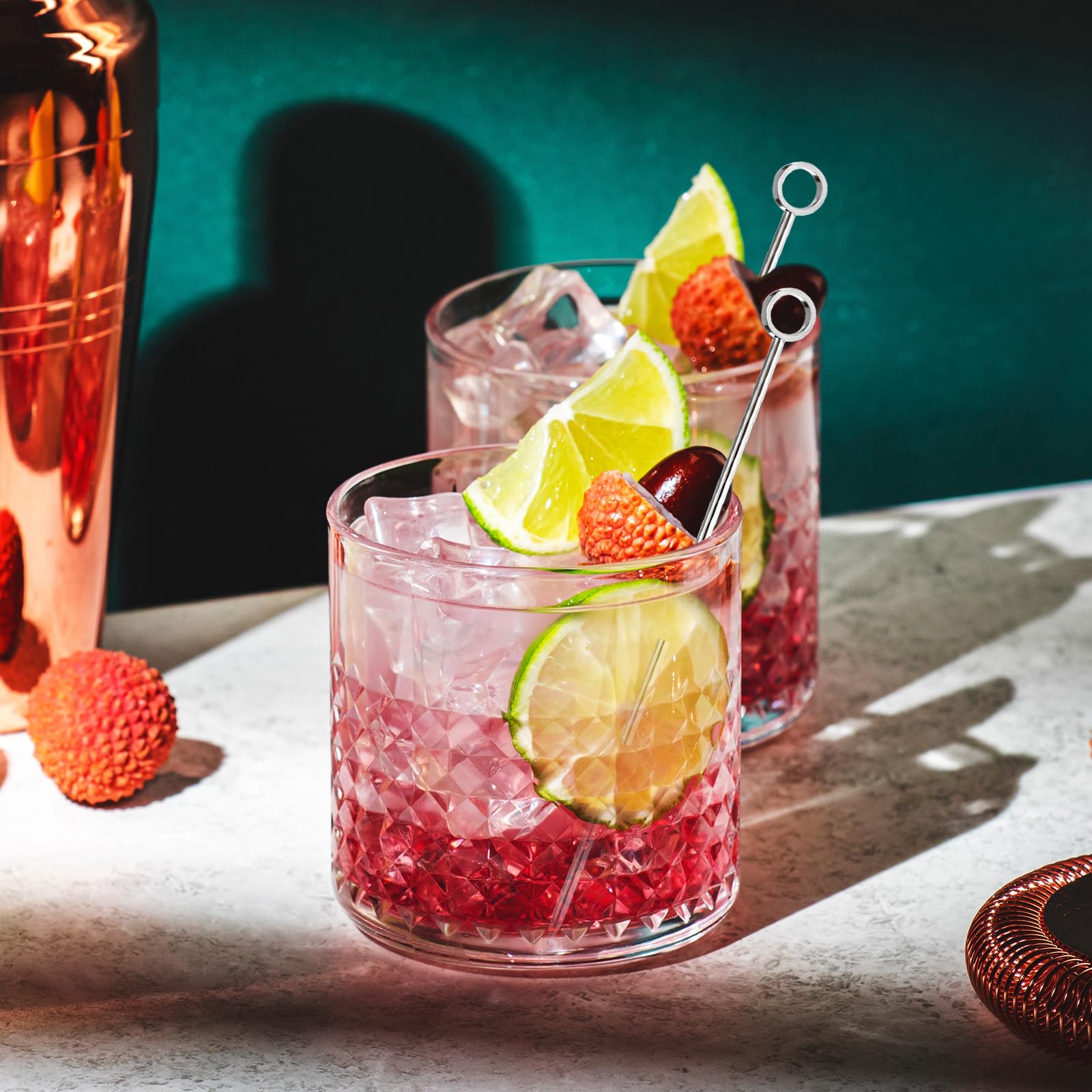QUARKZMAN 10 Stuzzicadenti Da Cocktail In Acciaio Inox Oro – Spiedini Riutilizzabili Per Frutta E Bevande, 4,25"