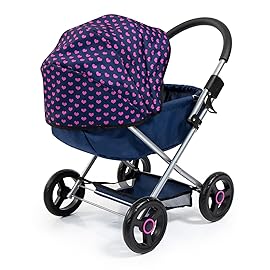 Bayer: 4-in-1 Toy Baby Doll Pram Stroller Cosy Set - Dolls Up to 18 (Blue/Purple) | Pretend | Dress up