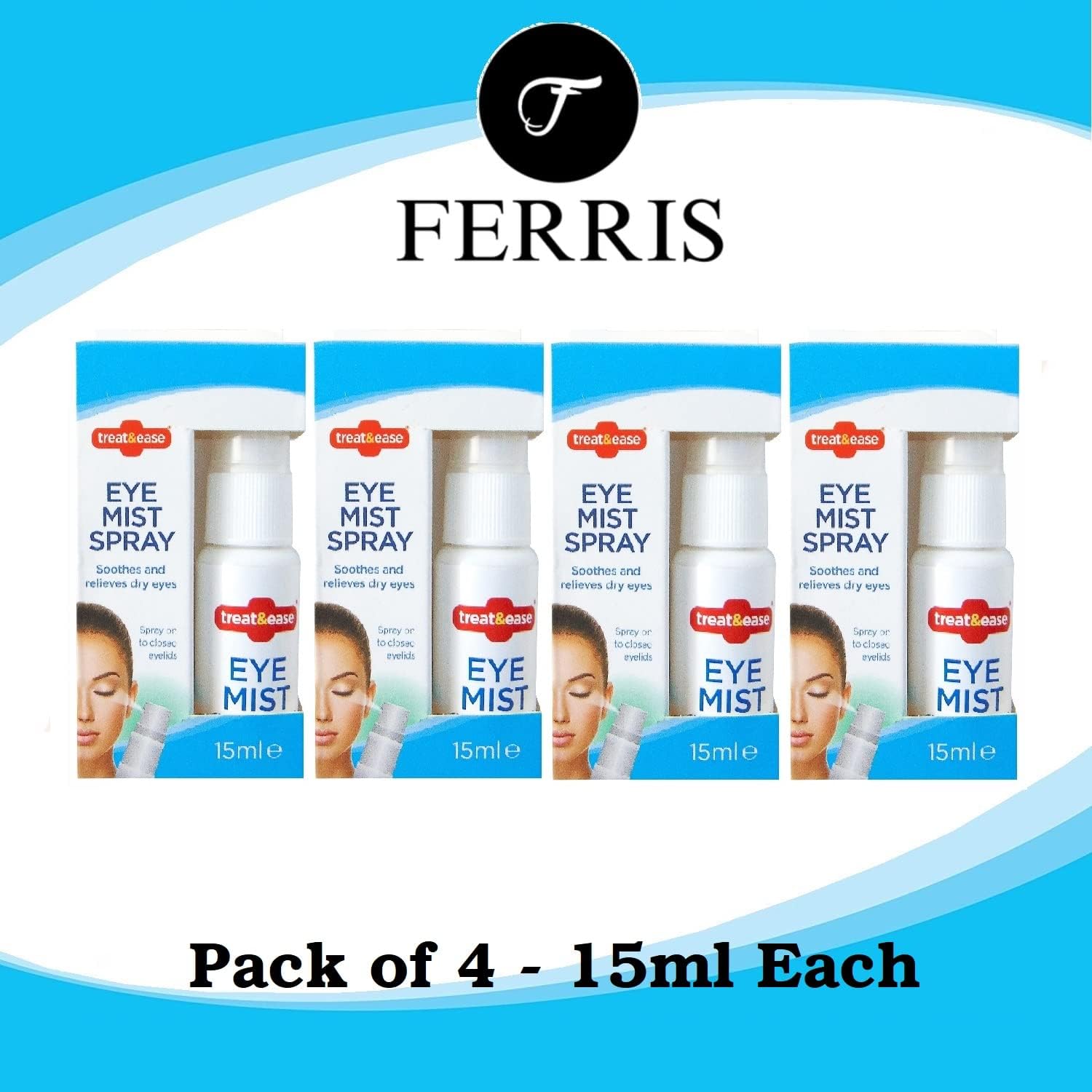 FERRIS Eye Spray for Dry and Irritated Eyes [Pack of 4] Instant