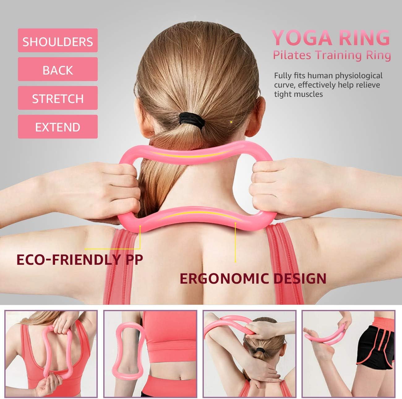 Overmont 5-in-1 Set, 1 Yoga Wheel for Back Pain- 13x 5in, 2 EVA Foam Yoga Blocks with Strap, 1 Extend Ring Premium Back Roller for Yoga Pose Backbend Stretching Pilates Meditation : Sports & Outdoors