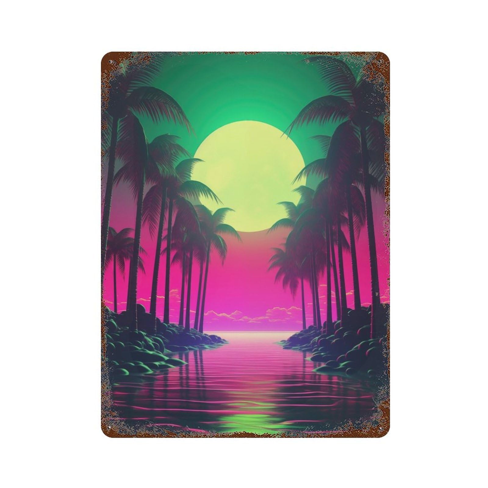 Retro Metal Sign with Retro Synthwave Chronicles Design 15.7"x11.8", for Living Room, Hallway And Home Decor, Farmhouse Wall Decor