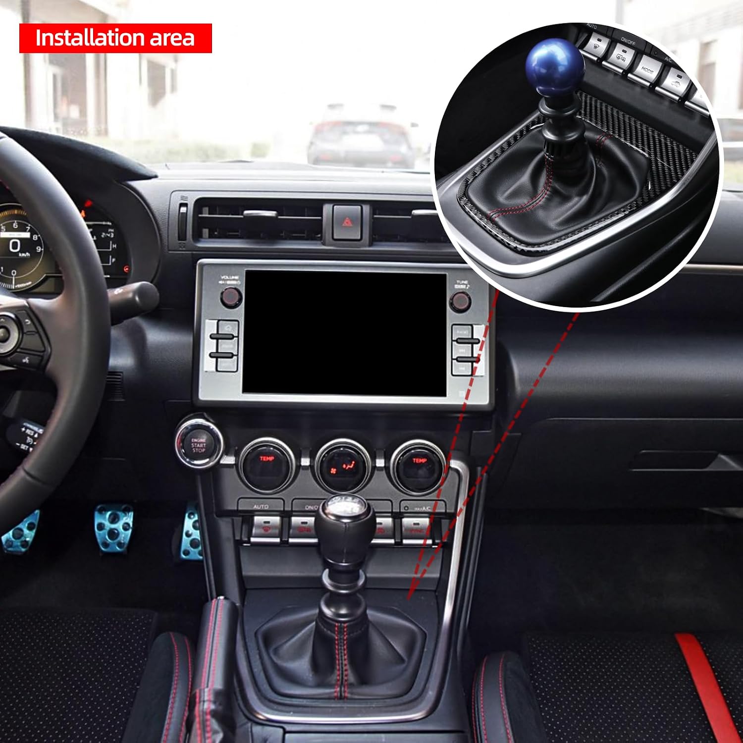 BETTERHUMZ Carbon Fiber Center Console Gear Shift Panel Frame Sticker | Compatible with Toyota GR86, Compatible with Subaru BRZ 2021-2024, Car Interior Accessories, Black
