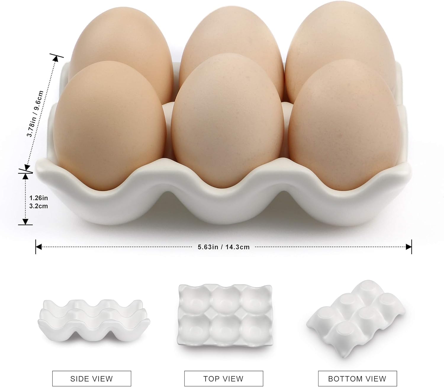 6 Cups Egg Tray Serveware, Eggs Dispenser, Egg Holder Set Kitchen Restaurant Fridge Storage Decorative Accessory (White,2 pack) - Image 2