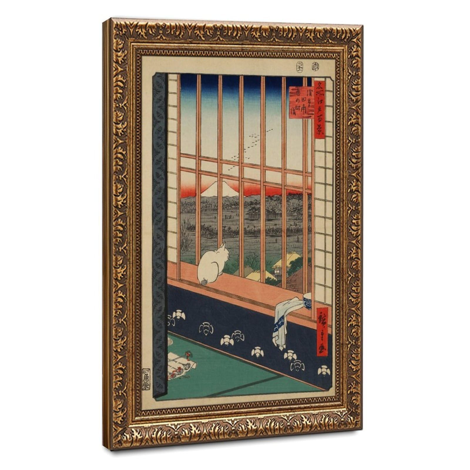 WCYB Ricefields And Torinomachi Festival 100 Famous Views of Edo by Hiroshige Utagawa Prints Posters Canvas Deco Paintings Wall Art For Office Living Room