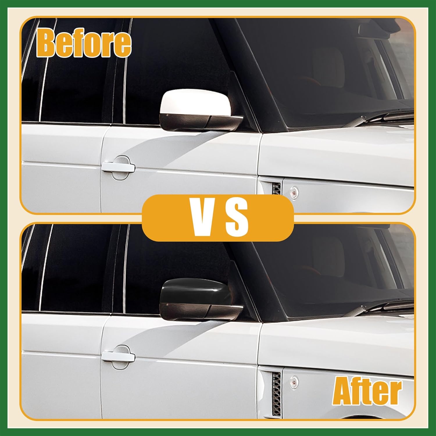 Motoforti Rear View Mirror Cover No.LR019962/LR019961 - Car Front Left Right Side Door Mirror Cover Cap - for Land Rover LR2 2011 2012 Plastic Black - 1 Pair Long-lasting