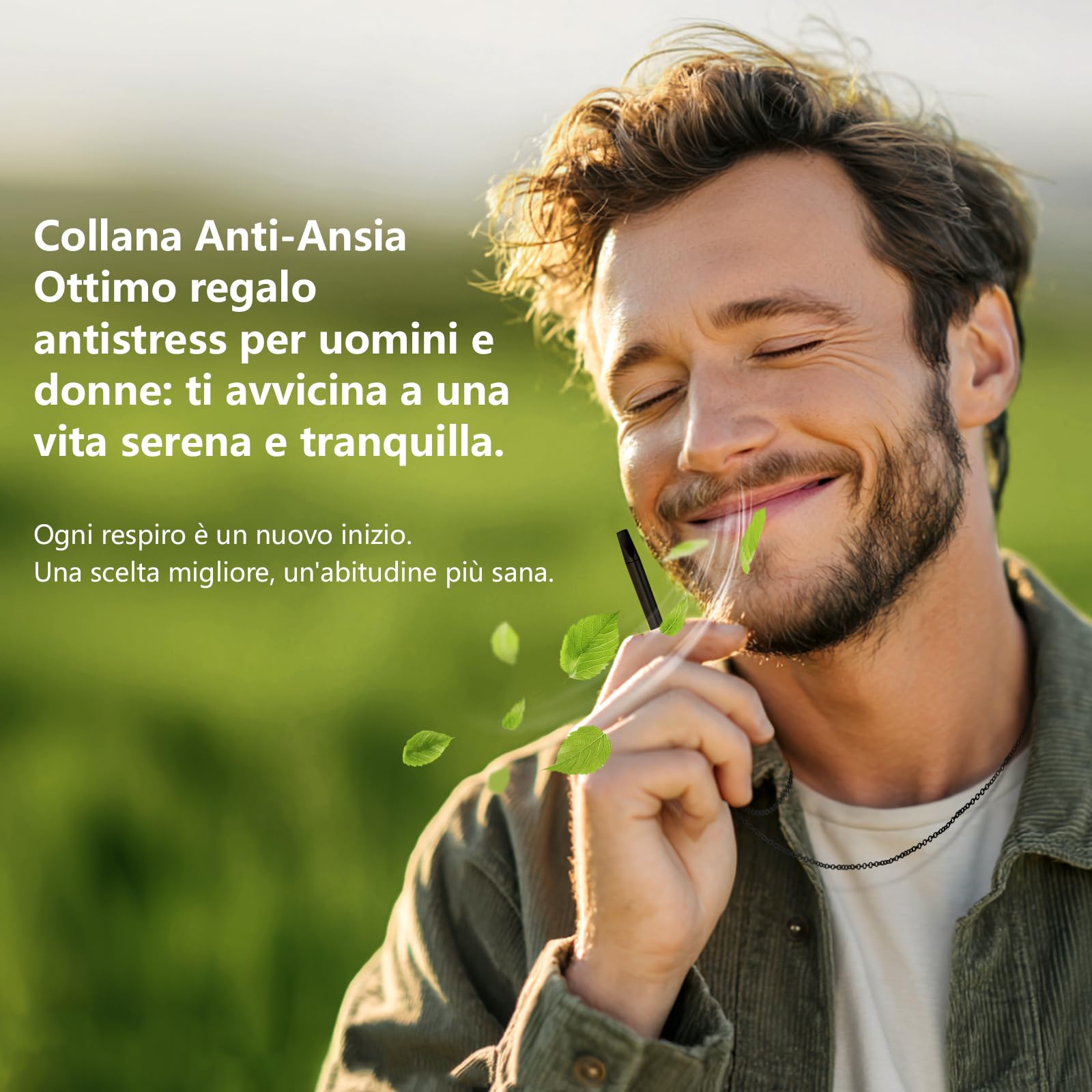 Set Collana Ausiliaria Per Smettere Di Fumare, Con 15 Filtri. Resistenza dell'aria regolabile, Collana Respiratoria Antistress Senza Nicotina, Calma l'umore Tramite la Respirazione. Acciaio Inox