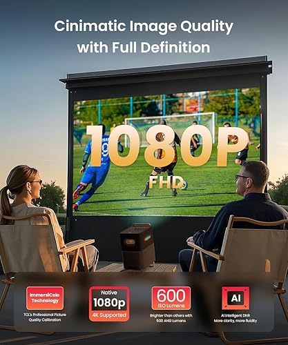 Miniatura 3 de TCL Proyector A1s Google TV con licencia oficial de Netflix, proyector de películas portátil para exteriores 1080P, 600 lúmenes ISO, proyector WiFi