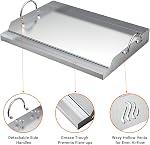 Onlyfire Gridle rectangulaire universel en acier inoxydable pour gaz BBQ Des grillades, 23" x 16" Plat Top Grill Assiette pour Petit déjeuner, Burgers Smash & Cuisine en plein air, convient Weber Napoléon Char-Broil