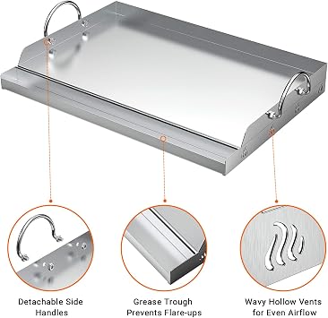 23 x 16 Universal Stainless Steel Cooking Griddle Flat Top Griddle Insert