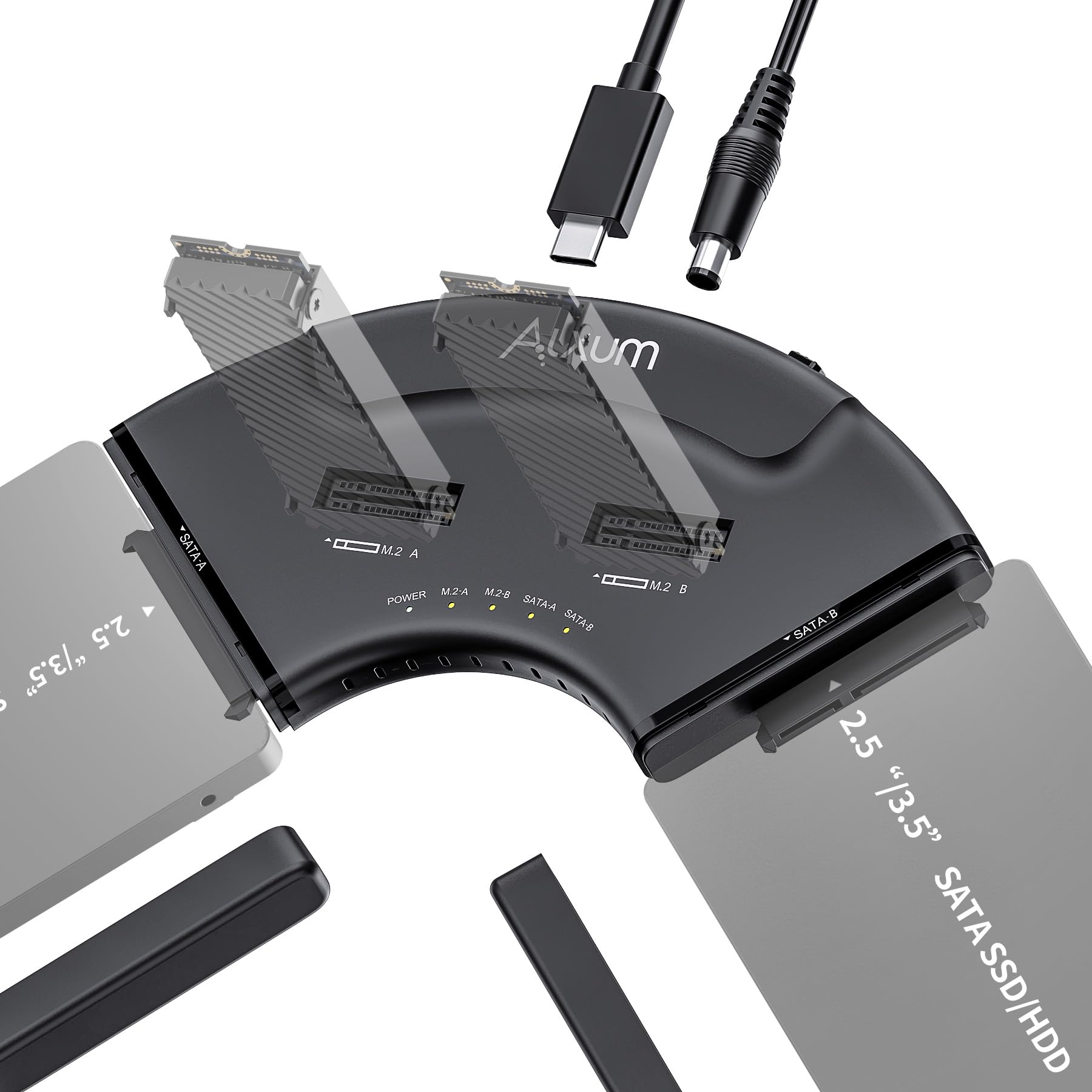 Amazon.com: Alxum Dual M.2 NVMe & Dual SATA 4-Bay SSD Enclosure